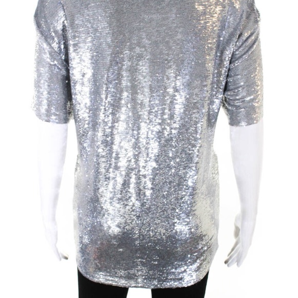 IRO "Natesa" long sequin tee- silver size 34 - Picture 3 of 5